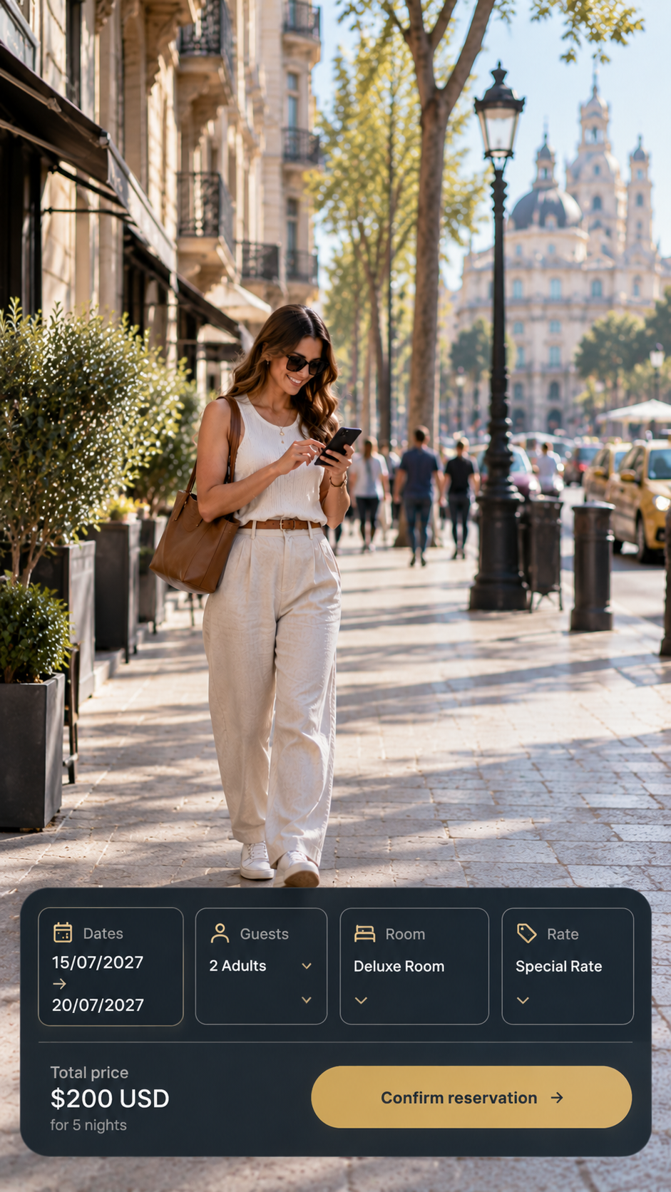 Guest booking from a mobile phone with Pilcore's booking engine